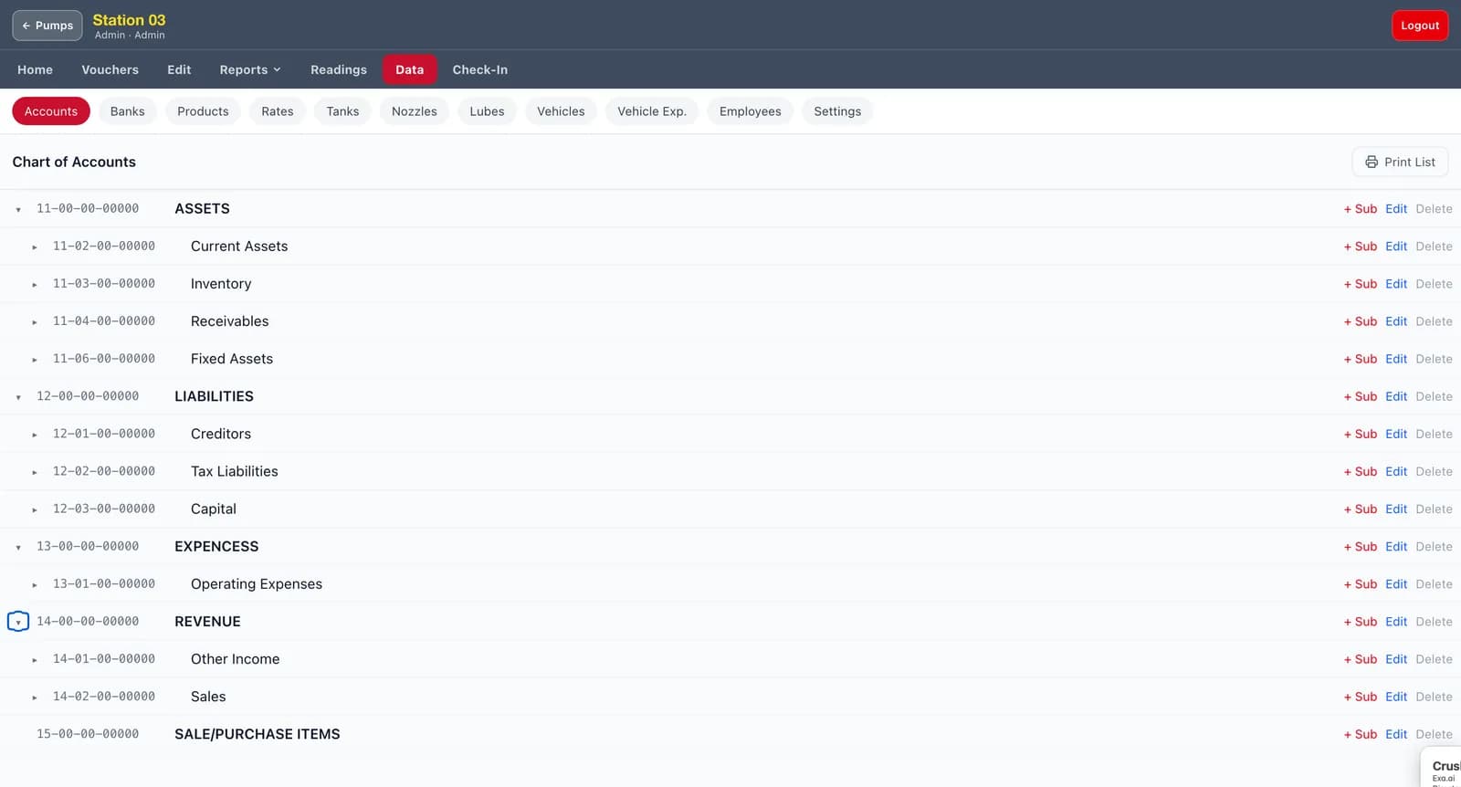 Petrol Pump Chain Management — screenshot