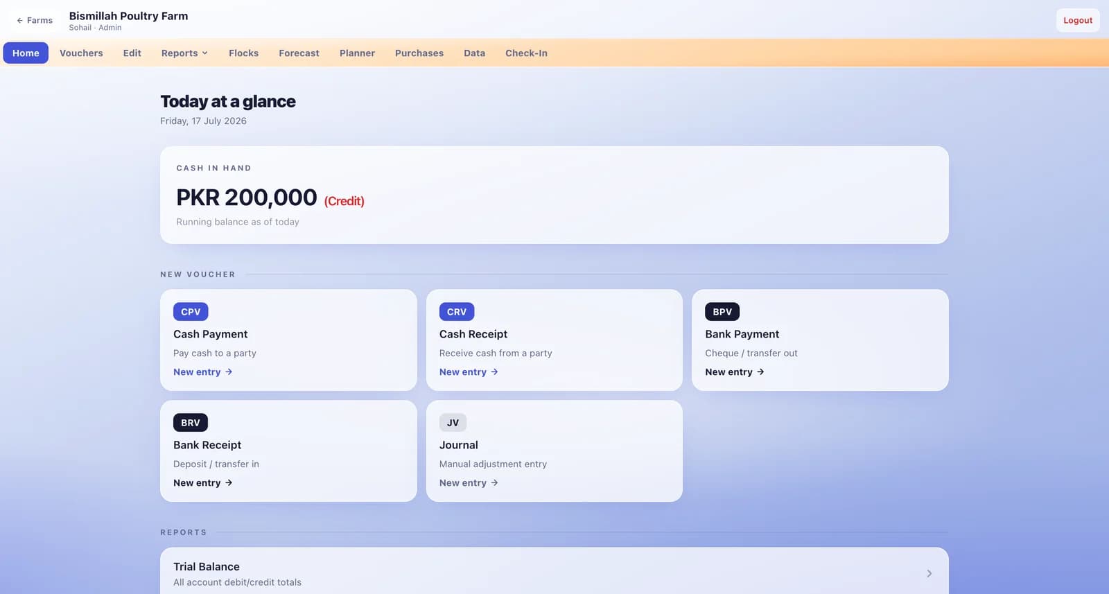 Poultry Farm Management — screenshot