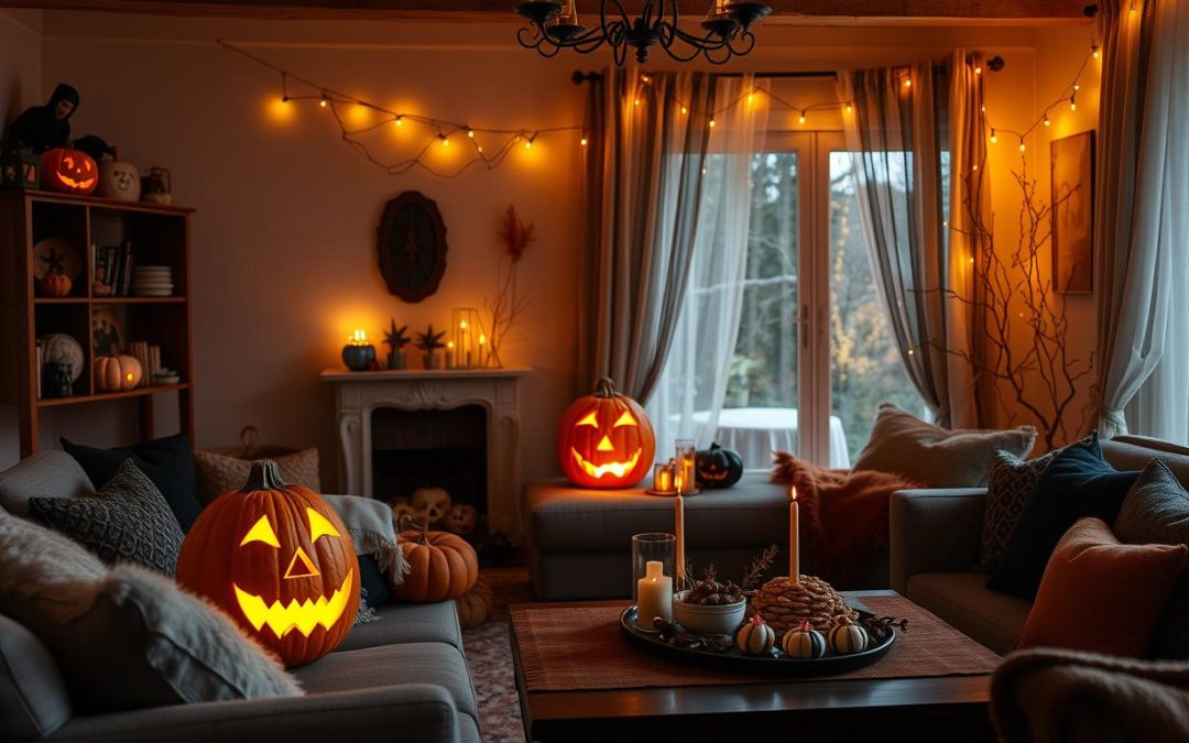 image of a room decorated with halloween items